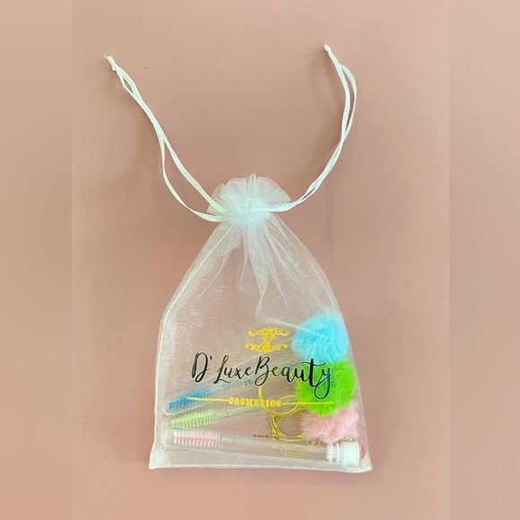 3pcs Tube Eyelash Brush/Spoolie with Furball & Gold Keychain | Mascara Wand - Picture 4 of 6